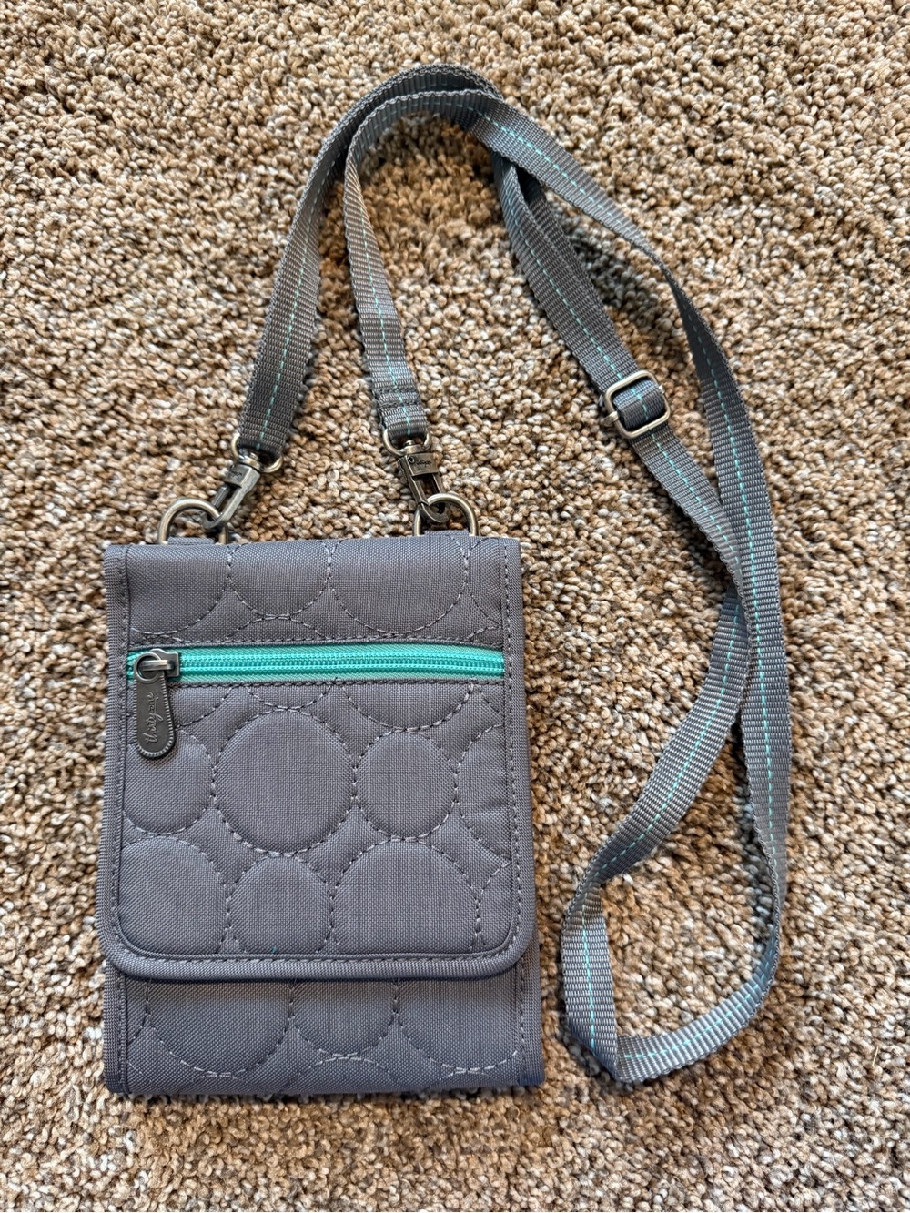 THIRTY ONE Charcoal Grey & Teal Crossbody Wallet